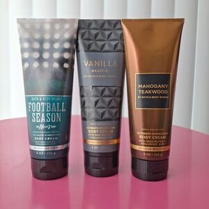 Bath & Body Works Mens Body Cream FOOTBALL SEASON VANILLA NOIR MAHOGANY TEAKWOOD